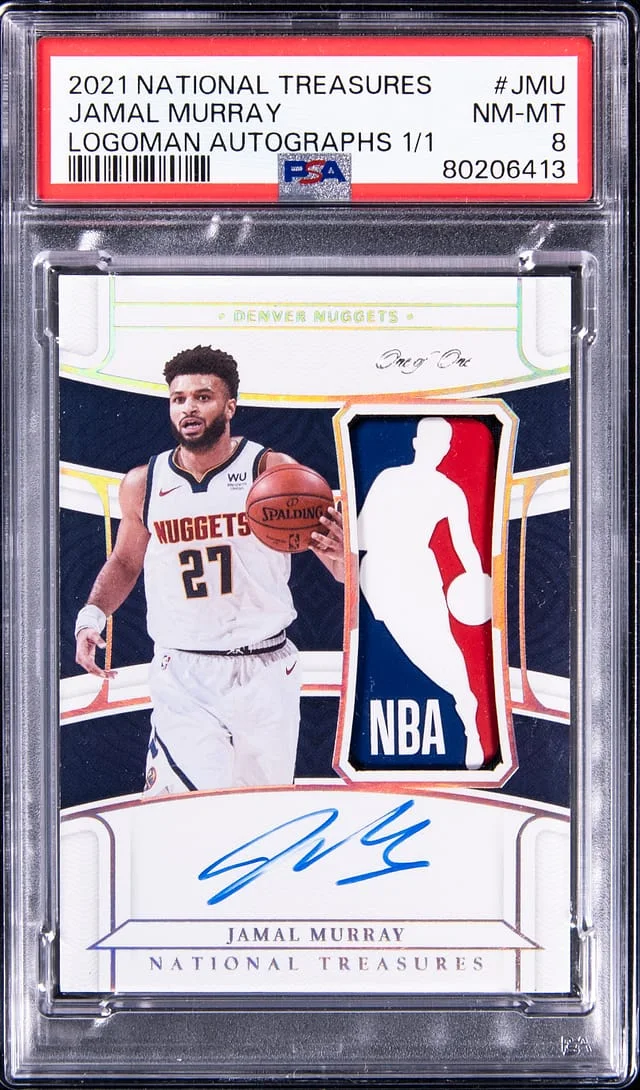 2021-22 Panini National Treasures Jamal Murray Logoman Autographs #LA-JMU card image