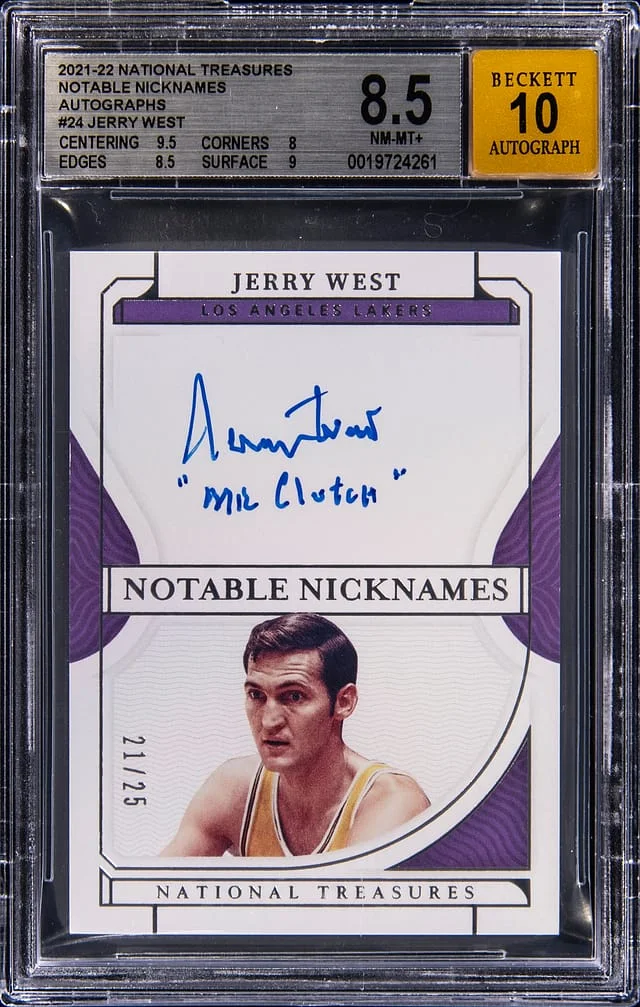 2021-22 Panini National Treasures Jerry West Notable Nicknames Autographs #NN-JRW card image