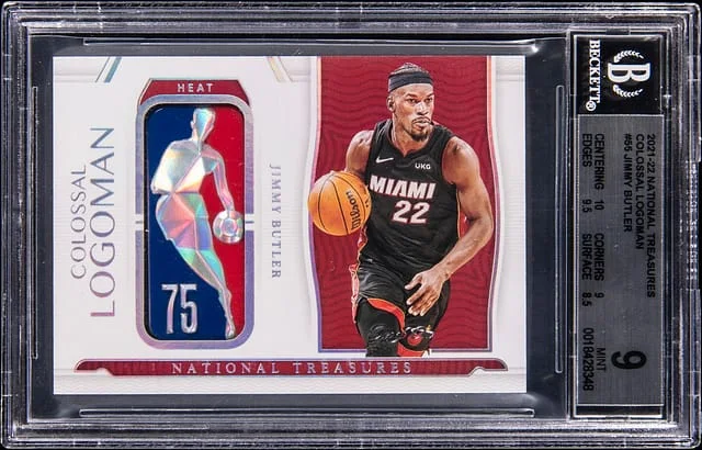 2021-22 Panini National Treasures Jimmy Butler Colossal Logoman #CL-JBT card image