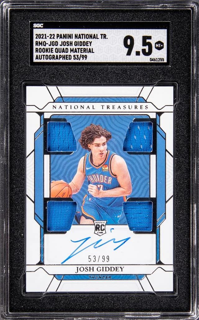 2021-22 Panini National Treasures Josh Giddey Quad Material Autographs #RMQ-JGD card image