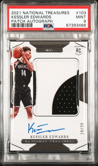 2021-22 Panini National Treasures Kessler Edwards Patch Autograph (RPA) #103 card image