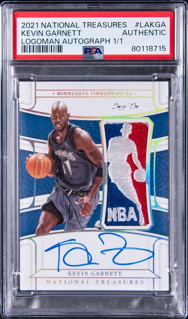 2021-22 Panini National Treasures Kevin Garnett Logoman Autograph #LAKGA card image