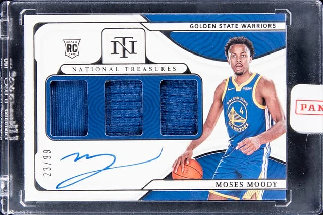 2021-22 Panini National Treasures Moses Moody Patch Autograph (RPA) #RMT-MSM card image