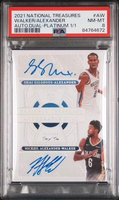 2021-22 Panini National Treasures Nickeil Alexander-Walker/Shai Gilgeous-Alexander Autographs Dual Platinum 1/1 #AW card image