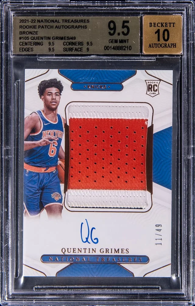 2021-22 Panini National Treasures Quentin Grimes Patch Autographs Bronze #105 card image