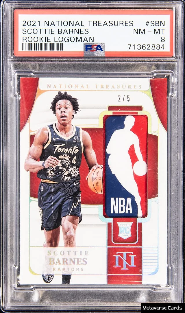 2021-22 Panini National Treasures Scottie Barnes Logoman #RL-SBN card image