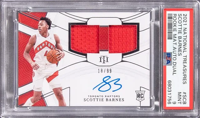 2021-22 Panini National Treasures Scottie Barnes Patch Autograph (RPA) #RMD-SCB card image