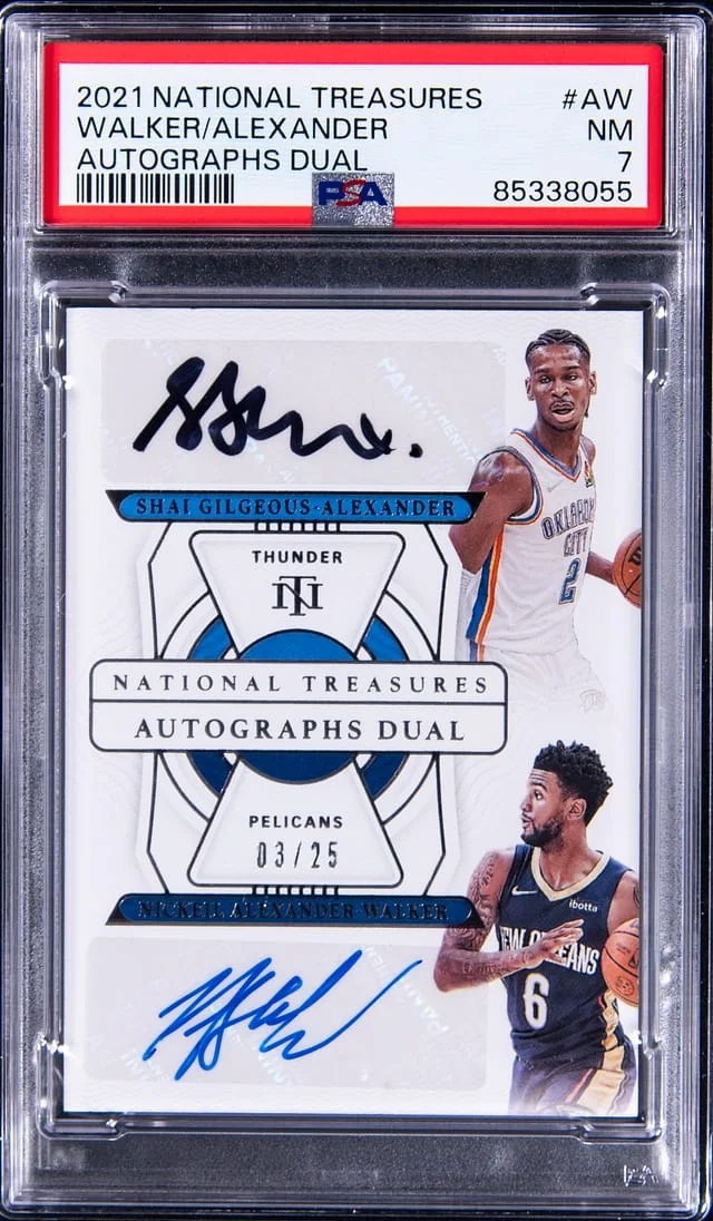 2021-22 Panini National Treasures Shai Gilgeous-Alexander, Nickeil Alexander-Walker Autograph Dual #AD-AW card image