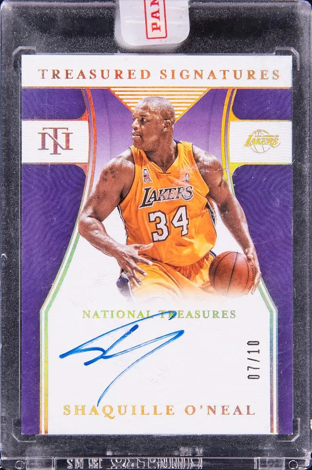 2021-22 Panini National Treasures Shaquille O'Neal Treasured Signatures Gold #TS-SON card image