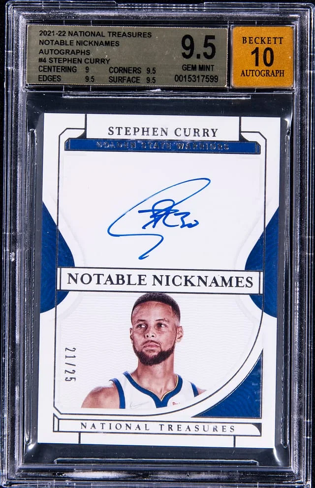 2021-22 Panini National Treasures Stephen Curry Notable Nicknames Autographs #NN-SCY card image