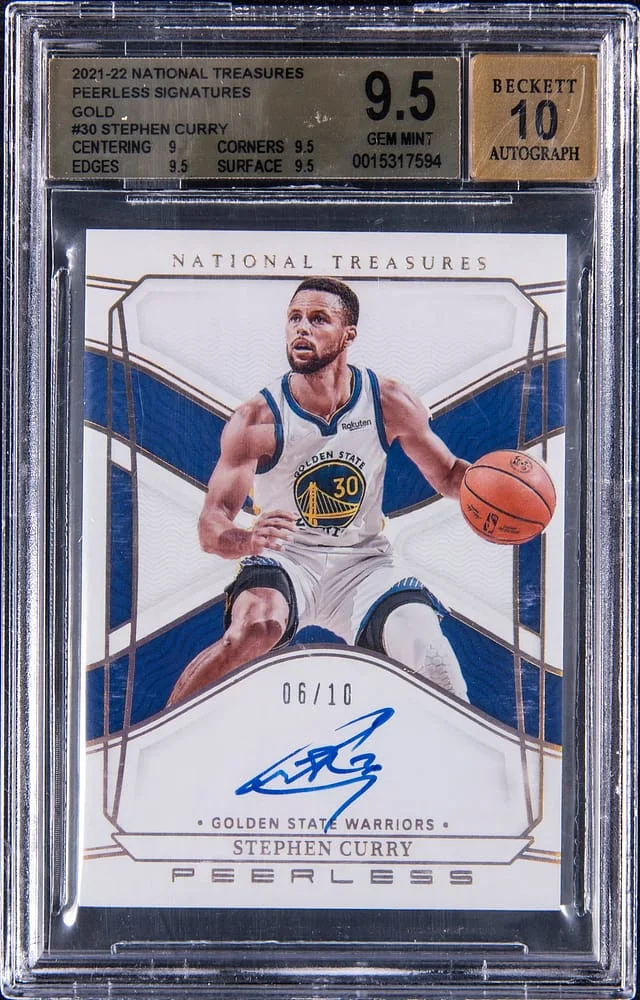 2021-22 Panini National Treasures Stephen Curry Peerless Signatures #PSI-SCU card image