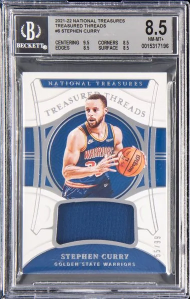 2021-22 Panini National Treasures Stephen Curry Treasured Threads #TD-SCY card image