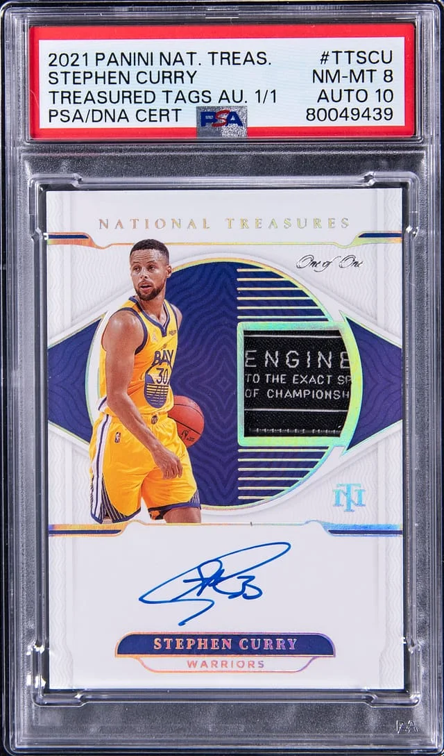 2021-22 Panini National Treasures Stephen Curry Treasured Tags Autographs #TT-SCU card image