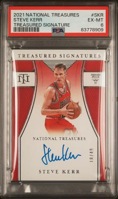 2021-22 Panini National Treasures Steve Kerr Treasured Signatures #SKR card image
