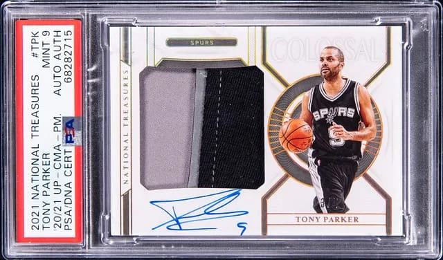 2021-22 Panini National Treasures Tony Parker 20-21 NT Update Colossal Materials Prime #CM-TPK card image