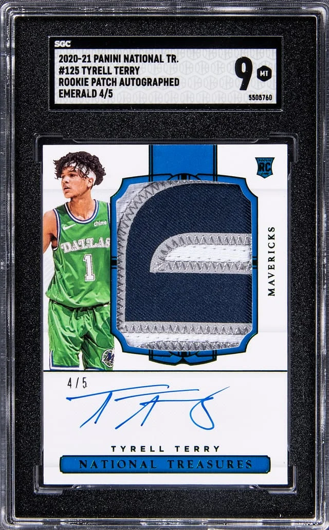 2021-22 Panini National Treasures Tyrell Terry Patch Autograph (RPA) Emerald #125 card image