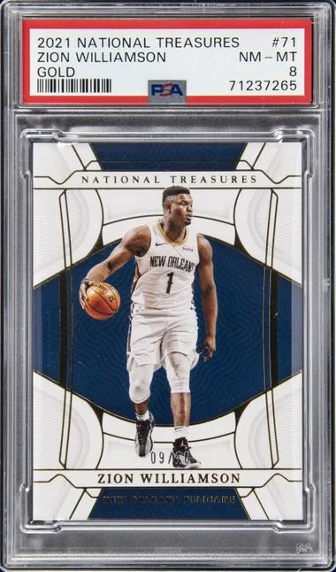 2021-22 Panini National Treasures Zion Williamson Gold #71 card image
