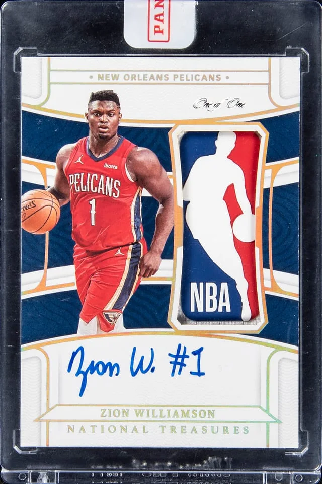 2021-22 Panini National Treasures Zion Williamson Logoman Autographs #LA-ZWL card image