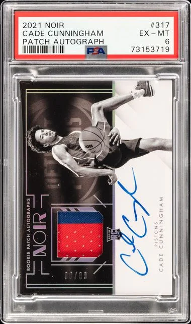 2021-22 Panini Noir Cade Cunningham Patch Autograph #317 card image