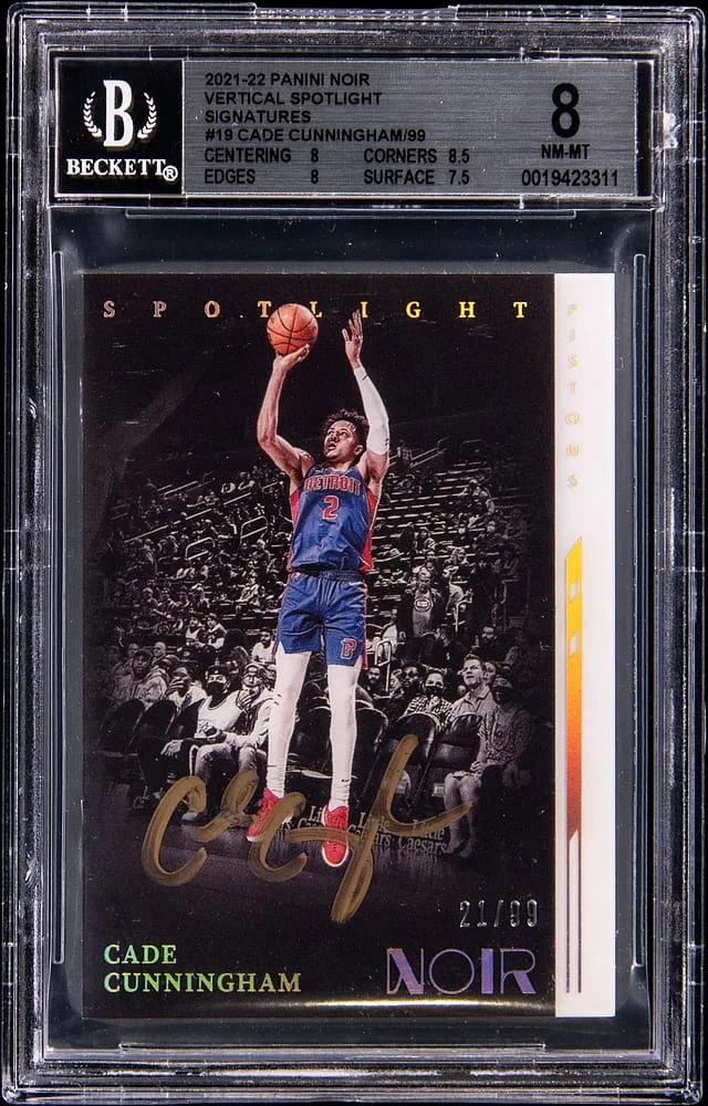 2021-22 Panini Noir Cade Cunningham Vertical Spotlight Signatures #SSV-CCU card image