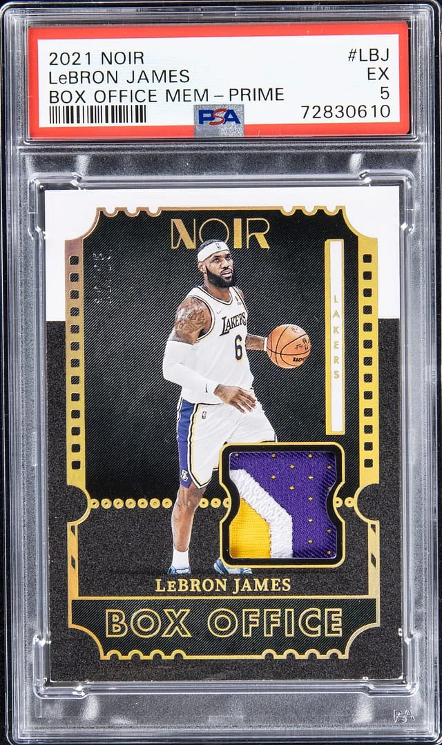 2021-22 Panini Noir LeBron James Box Office Memorabilia Prime #BOM-LBJ card image