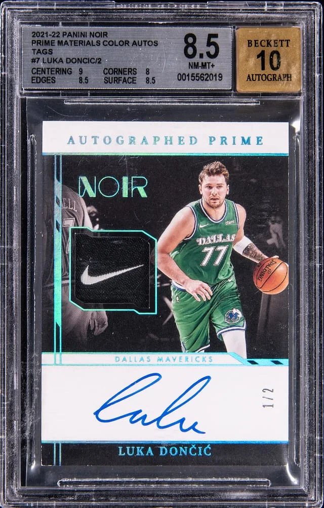 2021-22 Panini Noir Luka Doncic Prime Materials Color Autograph Tags #APC-LUD card image