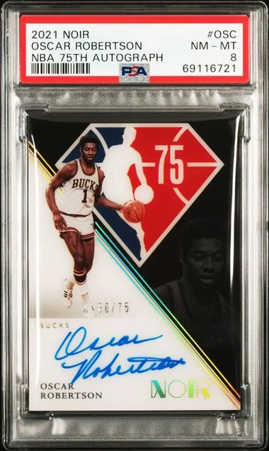 2021-22 Panini Noir Oscar Robertson NBA 75th Autographs #N75-OSC card image