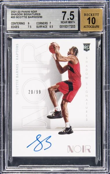 2021-22 Panini Noir Scottie Barnes Shadow Signatures #SBA card image