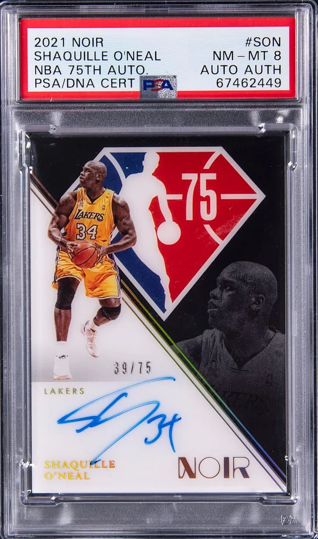 2021-22 Panini Noir Shaquille O'Neal NBA 75th Autograph #N75-SON card image
