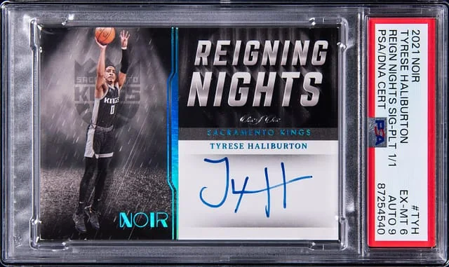 2021-22 Panini Noir Tyrese Haliburton Reigning Nights Signatures Platinum #RN-TYH card image