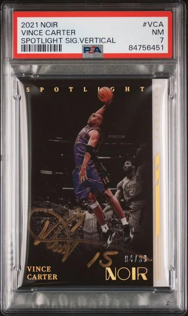 2021-22 Panini Noir Vince Carter Spotlight Signatures Vertical #VCA card image