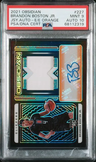 2021-22 Panini Obsidian Brandon Boston Jr. Jersey Autographs Electric Etch Orange #227 card image