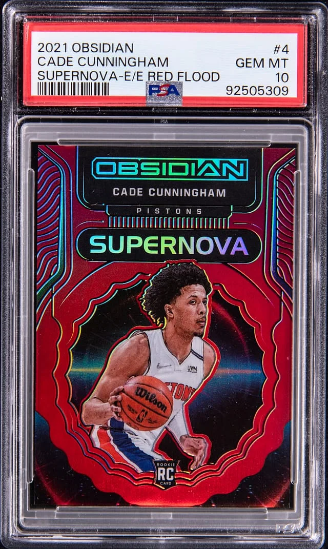 2021-22 Panini Obsidian Cade Cunningham Pitch Black Electric Etch Green Flood #4 card image