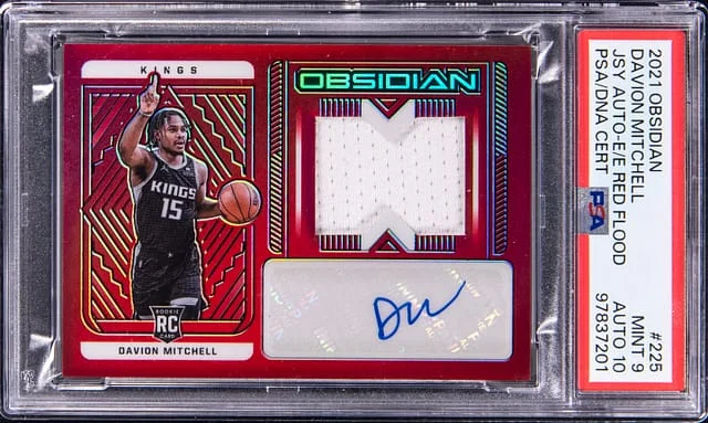 2021-22 Panini Obsidian Davion Mitchell Jersey Autograph Electric Etch Red Flood #225 card image