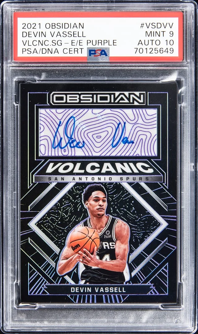 2021-22 Panini Obsidian Devin Vassell Volcanic Signature - Purple #VSDVV card image