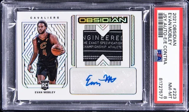 2021-22 Panini Obsidian Evan Mobley Jersey Autograph Electric Etch Contra #223 card image