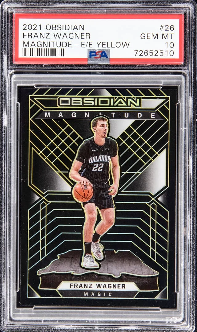 2021-22 Panini Obsidian Franz Wagner Magnitude Electric Etch Yellow #26 card image