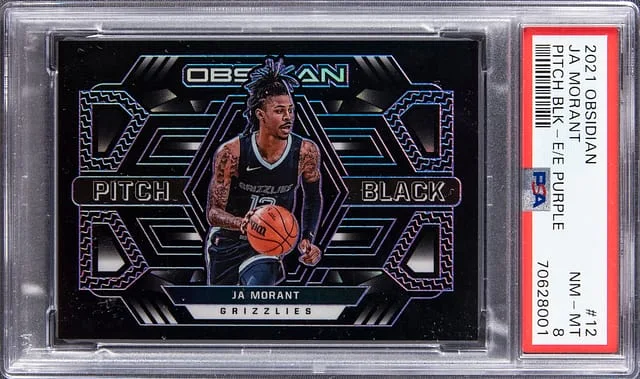 2021-22 Panini Obsidian Ja Morant Pitch Black Electric Etch Purple #12 card image