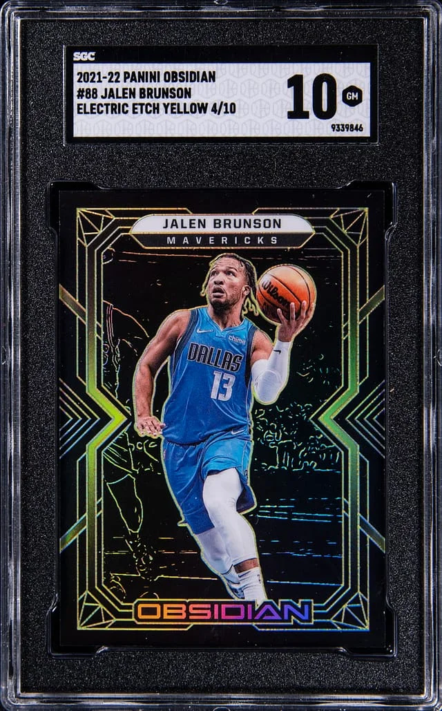2021-22 Panini Obsidian Jalen Brunson Electric Etch Yellow #88 card image