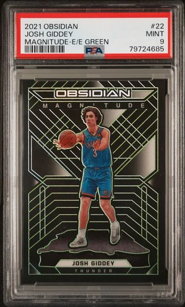 2021-22 Panini Obsidian Josh Giddey Magnitude Electric Etch Green #22 card image