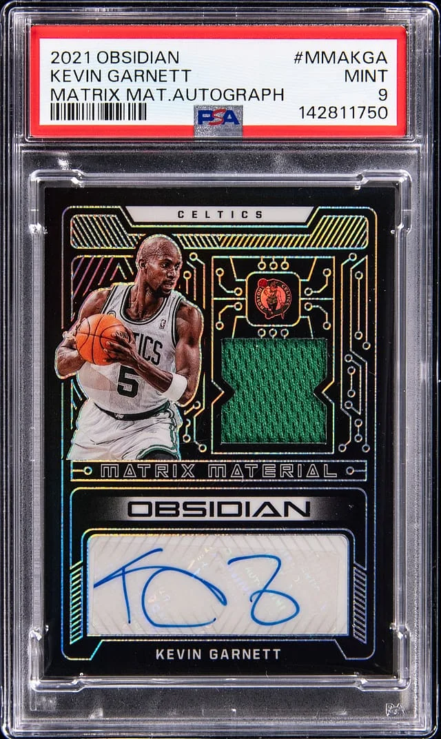 2021-22 Panini Obsidian Kevin Garnett Game Used Matrix Materials Autographs #MMA-KGA card image