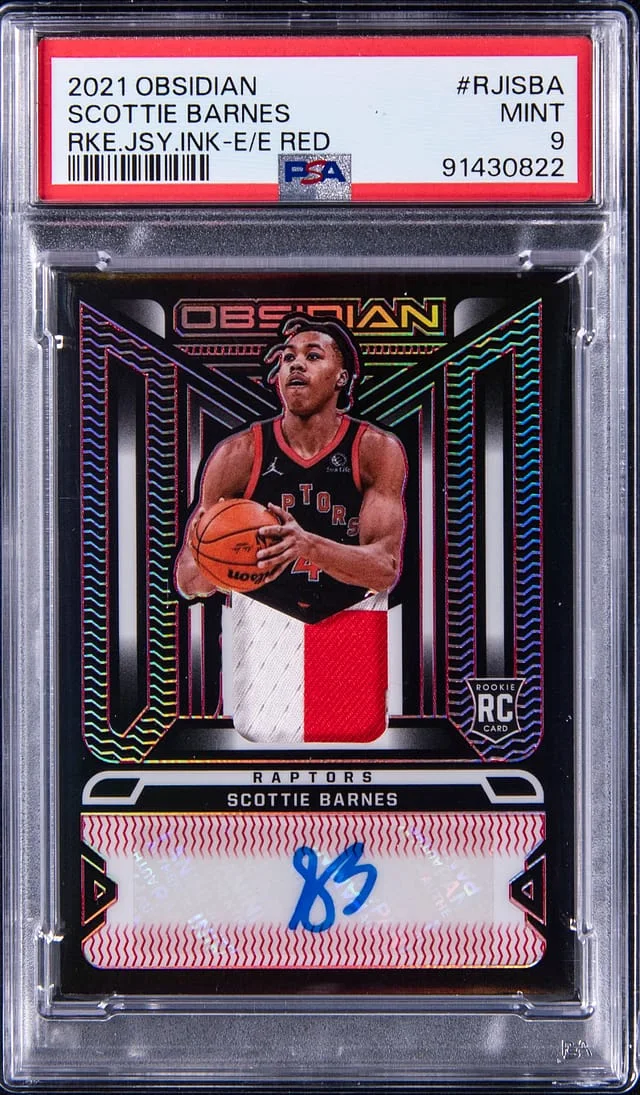 2021-22 Panini Obsidian Scottie Barnes Jersey Ink Electric Etch Red #RJI-SBA card image