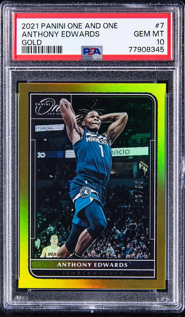 2021-22 Panini One and One Anthony Edwards Gold #7 card image