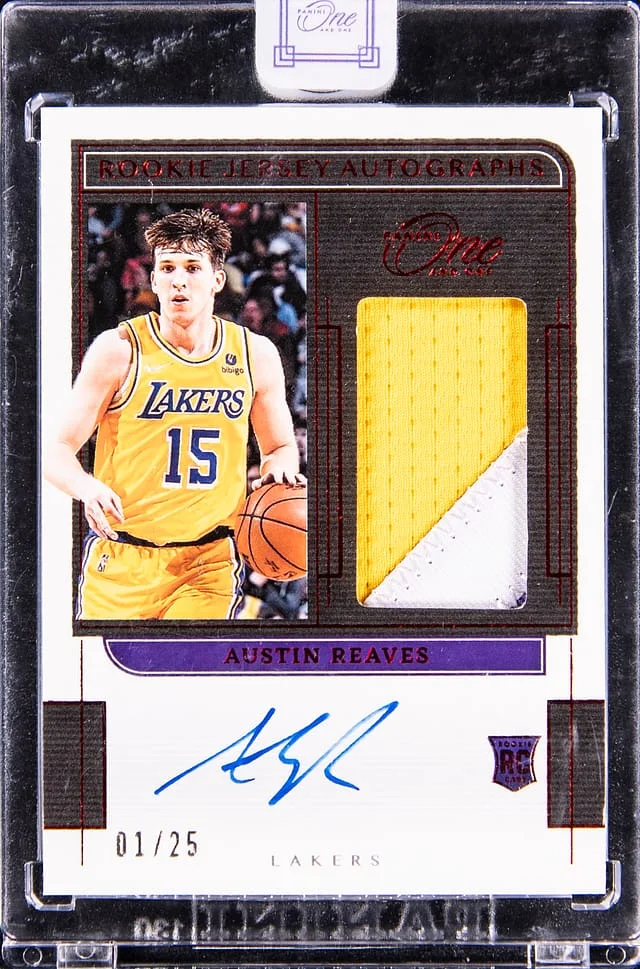 2021-22 Panini One and One Austin Reaves Jersey Autographs Red #RJ-ARV card image