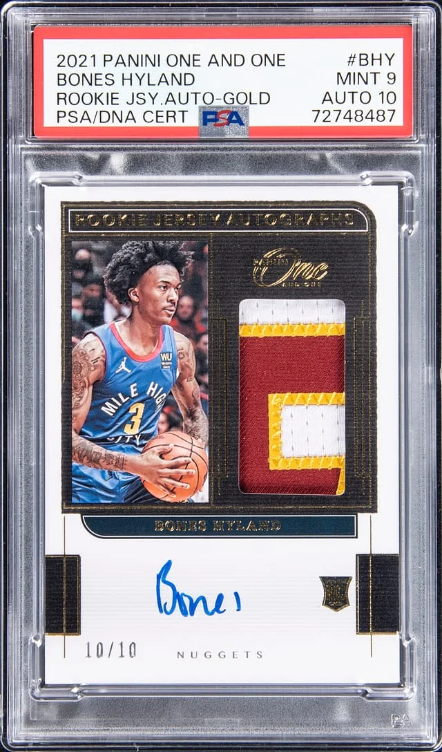 2021-22 Panini One and One Bones Hyland Jersey Autographs Gold #RJ-BHY card image