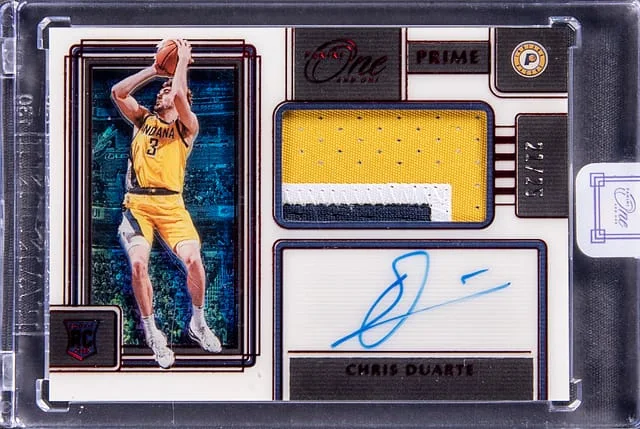 2021-22 Panini One and One Chris Duarte Prime Jersey Autographs Red #PR-CDT card image