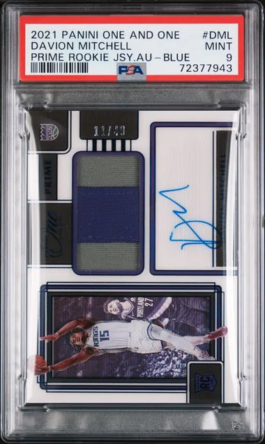 2021-22 Panini One and One Davion Mitchell Prime Jersey Autographs Blue #PR-DML card image