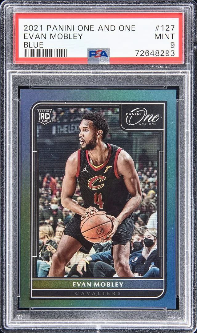 2021-22 Panini One and One Evan Mobley Blue #127 card image