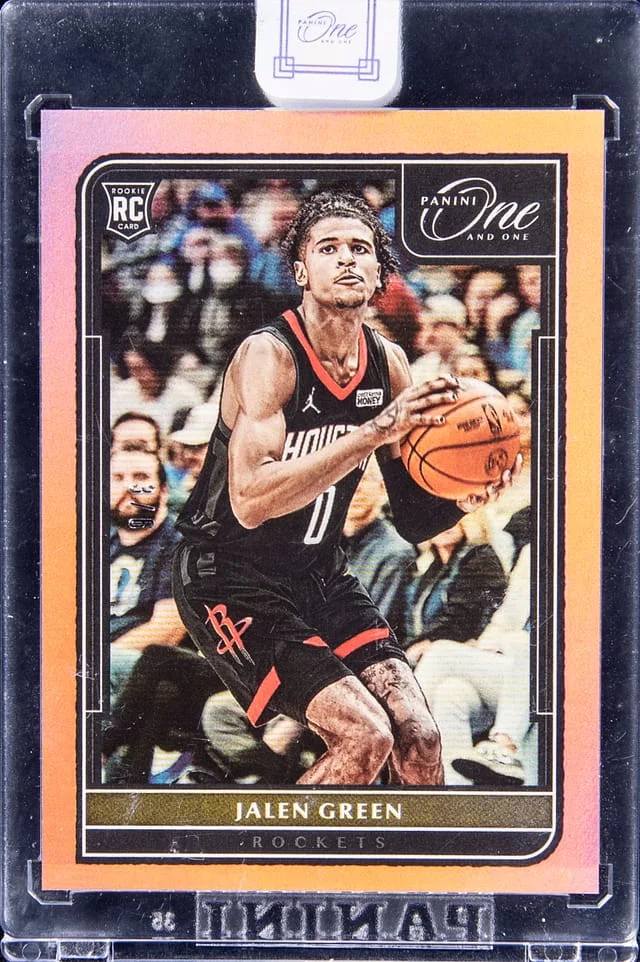 2021-22 Panini One and One Jalen Green – Panini Encased Pink 1st Off The Line (FOTL) #109 card image