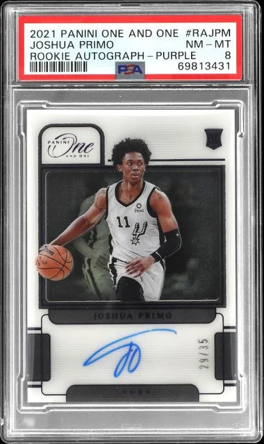 2021-22 Panini One and One Joshua Primo Autographs Purple #RA-JPM card image